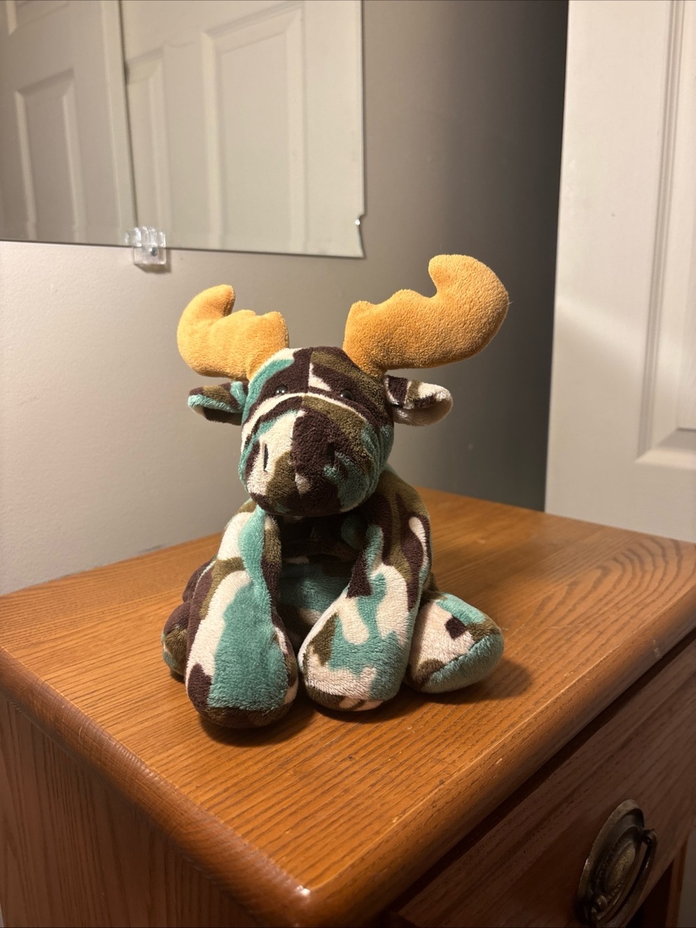Camouflage Plush Moose Accent Figurine in Teal and Brown Mary Meyer